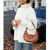 imagePRETTYGARDEN Womens 2025 Fall Oversized Sweaters Turtleneck Casual Long Sleeve Chunky Knit Pullover Tops Winter ClothesWhite