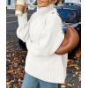 imagePRETTYGARDEN Womens 2025 Fall Oversized Sweaters Turtleneck Casual Long Sleeve Chunky Knit Pullover Tops Winter ClothesWhite