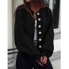 imagePRETTYGARDEN Womens 2025 Winter Cardigan Sweaters Trendy Chunky Knit Long Sleeve Button Up Casual Warm Fall Jackets CoatsBlack