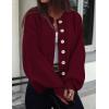 imagePRETTYGARDEN Womens 2025 Winter Cardigan Sweaters Trendy Chunky Knit Long Sleeve Button Up Casual Warm Fall Jackets CoatsBurgundy