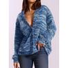 imagePRETTYGARDEN Womens Cardigan Sweaters 2025 Fall Striped Long Sleeve V Neck Button Down Knit Fuzzy Outerwear Trendy ClothesBlue
