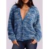 imagePRETTYGARDEN Womens Cardigan Sweaters 2025 Fall Striped Long Sleeve V Neck Button Down Knit Fuzzy Outerwear Trendy ClothesBlue