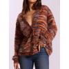 imagePRETTYGARDEN Womens Cardigan Sweaters 2025 Fall Striped Long Sleeve V Neck Button Down Knit Fuzzy Outerwear Trendy ClothesBurnt Orange