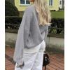 imagePRETTYGARDEN Womens Cropped Cardigans Trendy 2025 Ruffle Open Front Chunky Knit Sweater Oversized Button Down Fall ClothesGrey