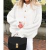 imagePRETTYGARDEN Womens Cropped Cardigans Trendy 2025 Ruffle Open Front Chunky Knit Sweater Oversized Button Down Fall ClothesWhite