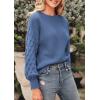imagePRETTYGARDEN Womens Fall 2025 Pullover Sweater Casual Long Sleeve Loose Chunky Knit Tops Blouse Winter Fashion ClothingBlue