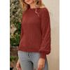 imagePRETTYGARDEN Womens Fall 2025 Pullover Sweater Casual Long Sleeve Loose Chunky Knit Tops Blouse Winter Fashion ClothingBrick Red