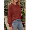 imagePRETTYGARDEN Womens Fall 2025 Pullover Sweater Casual Long Sleeve Loose Chunky Knit Tops Blouse Winter Fashion ClothingBrick Red