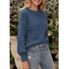 imagePRETTYGARDEN Womens Fall 2025 Pullover Sweater Casual Long Sleeve Loose Chunky Knit Tops Blouse Winter Fashion ClothingGrey Blue