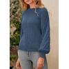 imagePRETTYGARDEN Womens Fall 2025 Pullover Sweater Casual Long Sleeve Loose Chunky Knit Tops Blouse Winter Fashion ClothingGrey Blue