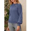 imagePRETTYGARDEN Womens Fall 2025 Pullover Sweater Casual Long Sleeve Loose Chunky Knit Tops Blouse Winter Fashion ClothingHaze Blue