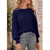 imagePRETTYGARDEN Womens Fall 2025 Pullover Sweater Casual Long Sleeve Loose Chunky Knit Tops Blouse Winter Fashion ClothingNavy