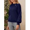 imagePRETTYGARDEN Womens Fall 2025 Pullover Sweater Casual Long Sleeve Loose Chunky Knit Tops Blouse Winter Fashion ClothingNavy