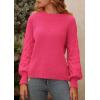 imagePRETTYGARDEN Womens Fall 2025 Pullover Sweater Casual Long Sleeve Loose Chunky Knit Tops Blouse Winter Fashion ClothingRose Red