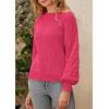 imagePRETTYGARDEN Womens Fall 2025 Pullover Sweater Casual Long Sleeve Loose Chunky Knit Tops Blouse Winter Fashion ClothingRose Red