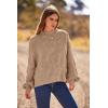 imagePRETTYGARDEN Womens Fall Oversized Pullover Sweaters Casual Crewneck Long Sleeve Chunky Cable Knit Tops Winter ClothingDark Apricot