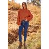 imagePRETTYGARDEN Womens Fall Oversized Pullover Sweaters Casual Crewneck Long Sleeve Chunky Cable Knit Tops Winter ClothingRust Red