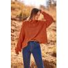 imagePRETTYGARDEN Womens Fall Oversized Pullover Sweaters Casual Crewneck Long Sleeve Chunky Cable Knit Tops Winter ClothingRust Red