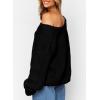 imagePRETTYGARDEN Womens Fall Oversized Sweaters Long Sleeve V Neck Dressy Casual Chunky Knit Loose Pullover Tops Winter ClothingBlack