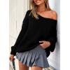 imagePRETTYGARDEN Womens Fall Oversized Sweaters Long Sleeve V Neck Dressy Casual Chunky Knit Loose Pullover Tops Winter ClothingBlack
