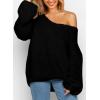 imagePRETTYGARDEN Womens Fall Oversized Sweaters Long Sleeve V Neck Dressy Casual Chunky Knit Loose Pullover Tops Winter ClothingBlack
