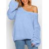 imagePRETTYGARDEN Womens Fall Oversized Sweaters Long Sleeve V Neck Dressy Casual Chunky Knit Loose Pullover Tops Winter ClothingLight Blue