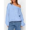 imagePRETTYGARDEN Womens Fall Oversized Sweaters Long Sleeve V Neck Dressy Casual Chunky Knit Loose Pullover Tops Winter ClothingLight Blue
