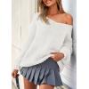 imagePRETTYGARDEN Womens Fall Oversized Sweaters Long Sleeve V Neck Dressy Casual Chunky Knit Loose Pullover Tops Winter ClothingWhite
