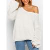 imagePRETTYGARDEN Womens Fall Oversized Sweaters Long Sleeve V Neck Dressy Casual Chunky Knit Loose Pullover Tops Winter ClothingWhite
