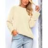 imagePRETTYGARDEN Womens Knit Fall Sweaters Long Sleeve Pullover Crewneck Split Hem Oversized Tunic Sweater Tops Winter ClothingBeige