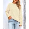 imagePRETTYGARDEN Womens Knit Fall Sweaters Long Sleeve Pullover Crewneck Split Hem Oversized Tunic Sweater Tops Winter ClothingBeige