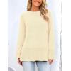 imagePRETTYGARDEN Womens Knit Fall Sweaters Long Sleeve Pullover Crewneck Split Hem Oversized Tunic Sweater Tops Winter ClothingBeige