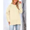 imagePRETTYGARDEN Womens Knit Fall Sweaters Long Sleeve Pullover Crewneck Split Hem Oversized Tunic Sweater Tops Winter ClothingBeige