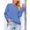 imagePRETTYGARDEN Womens Knit Fall Sweaters Long Sleeve Pullover Crewneck Split Hem Oversized Tunic Sweater Tops Winter ClothingBlue