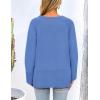 imagePRETTYGARDEN Womens Knit Fall Sweaters Long Sleeve Pullover Crewneck Split Hem Oversized Tunic Sweater Tops Winter ClothingBlue
