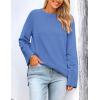 imagePRETTYGARDEN Womens Knit Fall Sweaters Long Sleeve Pullover Crewneck Split Hem Oversized Tunic Sweater Tops Winter ClothingBlue