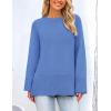 imagePRETTYGARDEN Womens Knit Fall Sweaters Long Sleeve Pullover Crewneck Split Hem Oversized Tunic Sweater Tops Winter ClothingBlue
