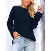 imagePRETTYGARDEN Womens Knit Fall Sweaters Long Sleeve Pullover Crewneck Split Hem Oversized Tunic Sweater Tops Winter ClothingNavy