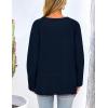 imagePRETTYGARDEN Womens Knit Fall Sweaters Long Sleeve Pullover Crewneck Split Hem Oversized Tunic Sweater Tops Winter ClothingNavy