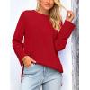 imagePRETTYGARDEN Womens Knit Fall Sweaters Long Sleeve Pullover Crewneck Split Hem Oversized Tunic Sweater Tops Winter ClothingRed