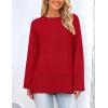 imagePRETTYGARDEN Womens Knit Fall Sweaters Long Sleeve Pullover Crewneck Split Hem Oversized Tunic Sweater Tops Winter ClothingRed