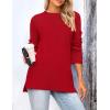 imagePRETTYGARDEN Womens Knit Fall Sweaters Long Sleeve Pullover Crewneck Split Hem Oversized Tunic Sweater Tops Winter ClothingRed