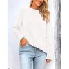 imagePRETTYGARDEN Womens Knit Fall Sweaters Long Sleeve Pullover Crewneck Split Hem Oversized Tunic Sweater Tops Winter ClothingWhite