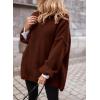 imagePRETTYGARDEN Womens Knit Oversized Sweater Fall Fashion Casual Long Sleeve Turtleneck Chunky Pullover Tops Winter ClothingDark Coffee