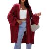 imagePRETTYGARDEN Womens Long Cardigan Sweaters 2025 Fall Trendy Oversized Knit Open Front Jacket Coats Winter Clothes OuterwearBurgundy