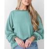 imagePRETTYGARDEN Womens Long Sleeve Tops 2025 Fall Fashion Shirts Trendy Clothes Casual Loose Crewneck Ribbed Knit Tunic BlouseBean Green