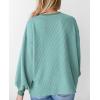 imagePRETTYGARDEN Womens Long Sleeve Tops 2025 Fall Fashion Shirts Trendy Clothes Casual Loose Crewneck Ribbed Knit Tunic BlouseBean Green
