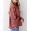 imagePRETTYGARDEN Womens Long Sleeve Tops 2025 Fall Fashion Shirts Trendy Clothes Casual Loose Crewneck Ribbed Knit Tunic BlouseBrick Red