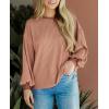 imagePRETTYGARDEN Womens Long Sleeve Tops 2025 Fall Fashion Shirts Trendy Clothes Casual Loose Crewneck Ribbed Knit Tunic BlouseKhaki