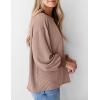 imagePRETTYGARDEN Womens Long Sleeve Tops 2025 Fall Fashion Shirts Trendy Clothes Casual Loose Crewneck Ribbed Knit Tunic BlouseLight Brown